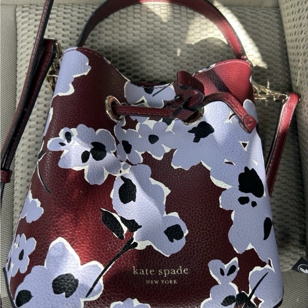 Kate Spade Maroon and White Floral Shoulder Bag